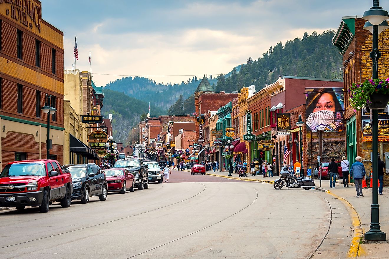 Street view of downtown Deadwood, South Dakota. Editorial credit: Cheri Alguire / Shutterstock.com,