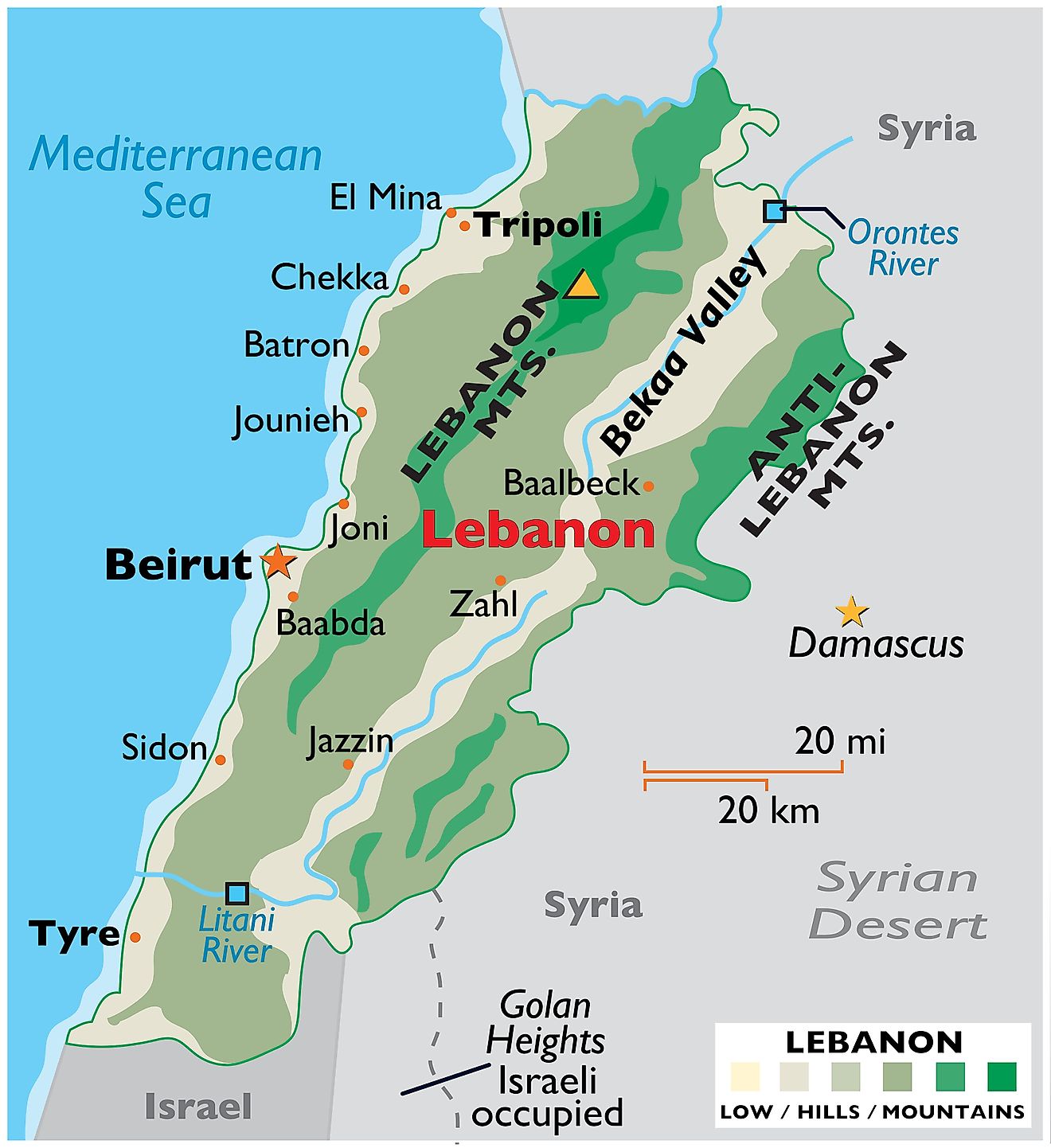 Lebanon Map Middle East