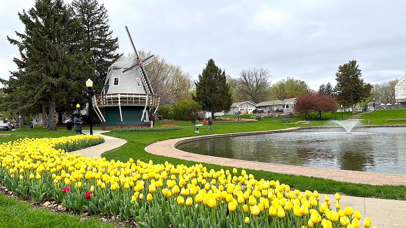 Windmill at the lake in Pella, Iowa.