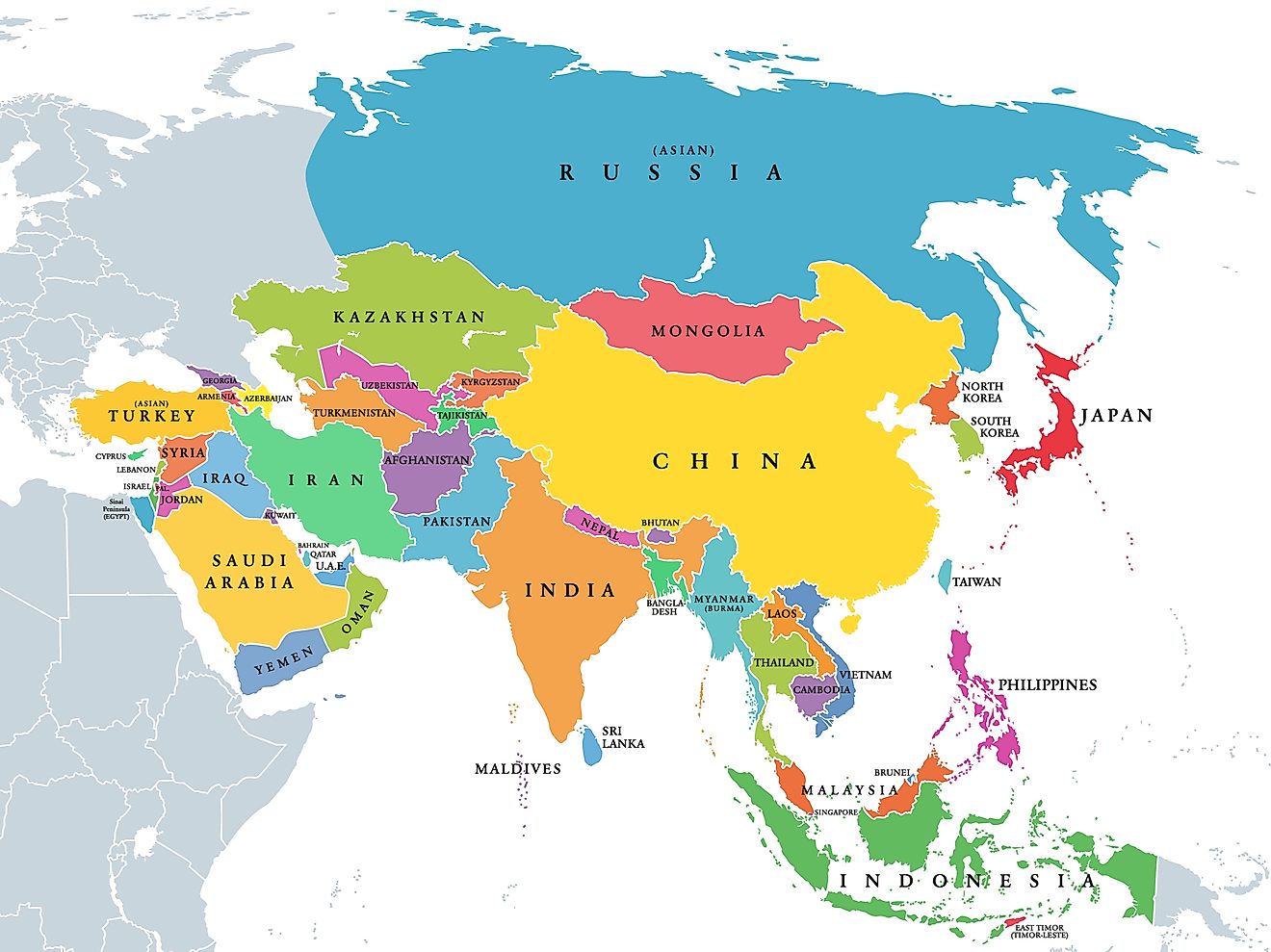 Political Features Of Asia What Are The Five Regions Of Asia? - Worldatlas