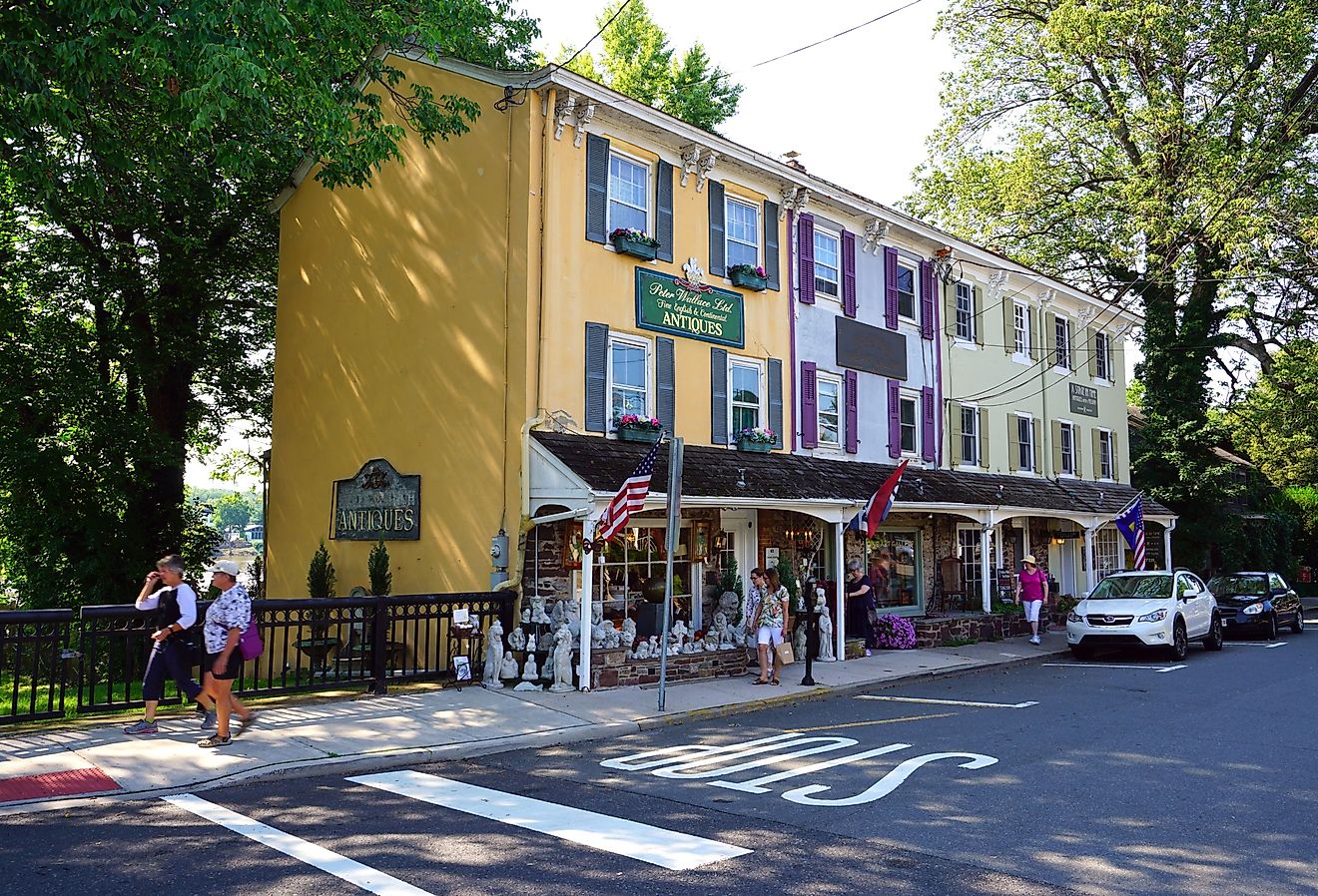 The charming historic town of Lambertville, New Jersey, located on the D&R Canal and the Delaware River. Image credit EQRoy via Shutterstock.