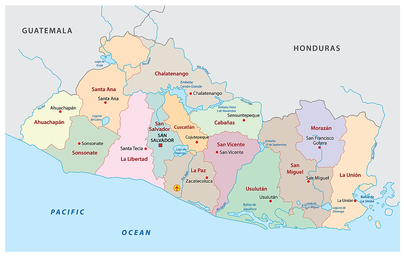 El Salvador Departments Map 