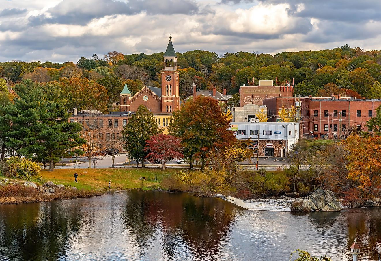 The scenic cityscape of Putnam during autumn in Connecticut.