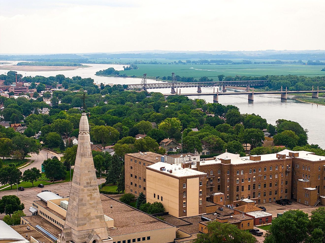 The Missouri River flowing past Yankton, South Dakota.