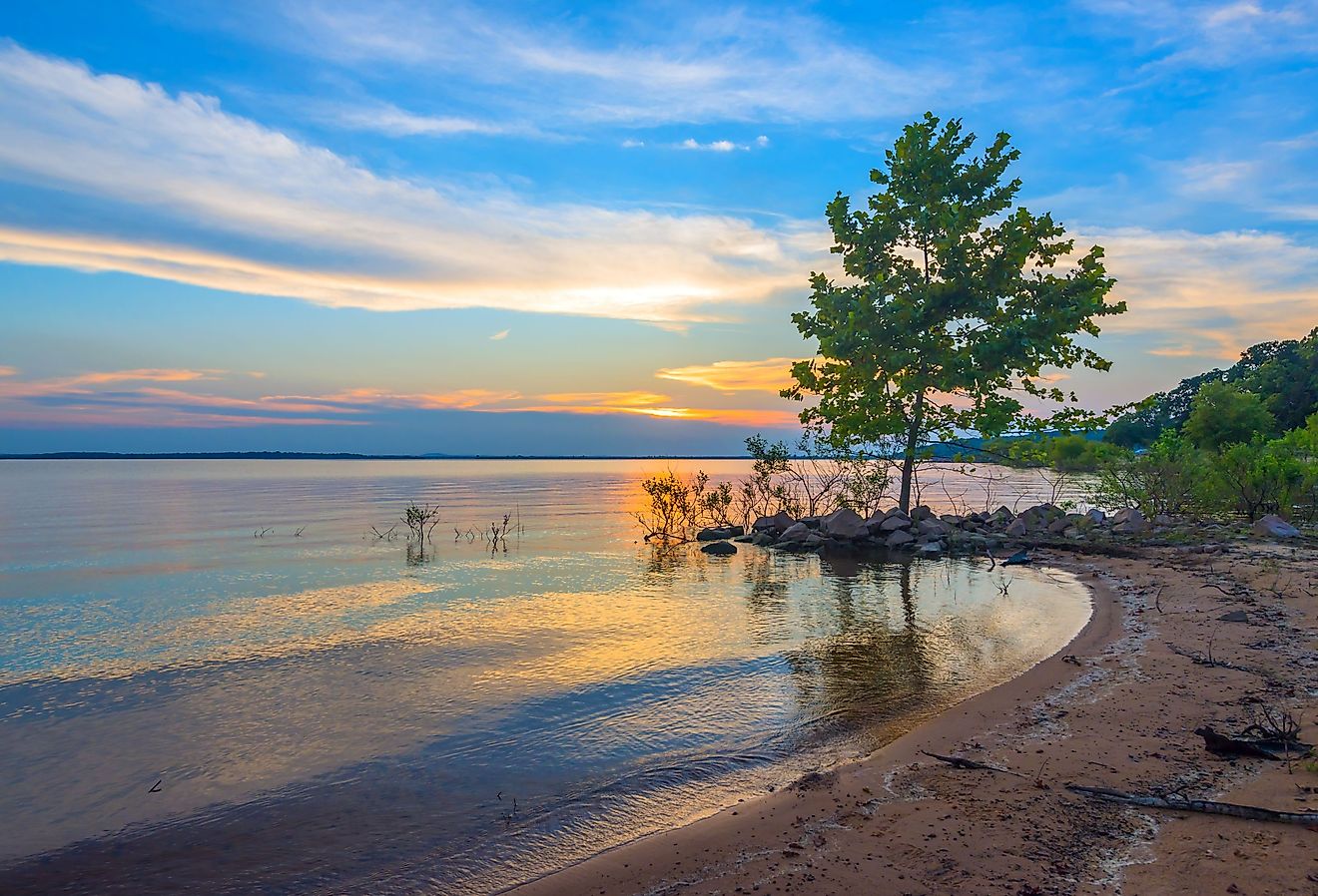 Lake Eufaula, found in eastern Oklahoma, USA