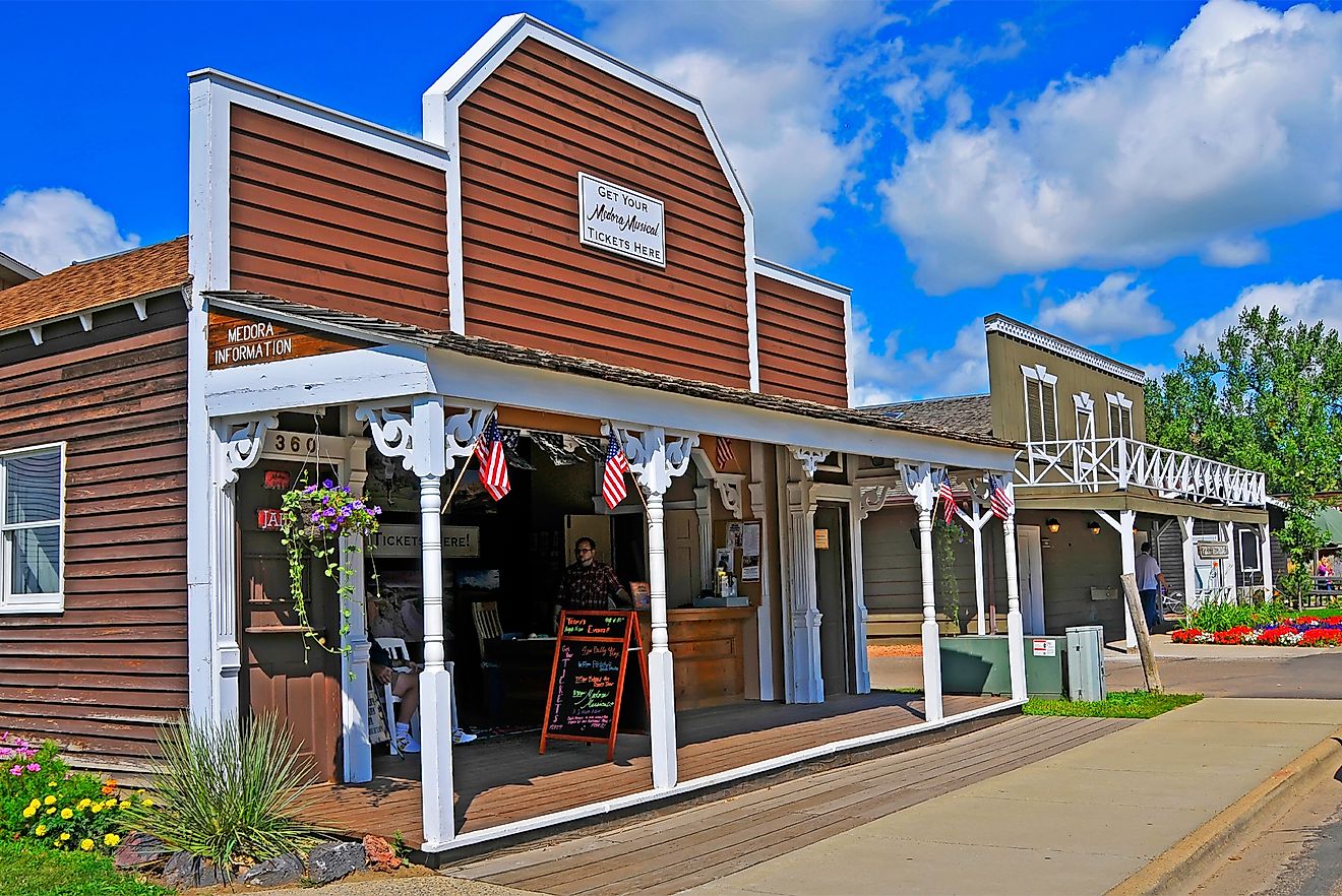 The charming downtown area of Medora, North Dakota. Image credit Dennis MacDonald via Shutterstock