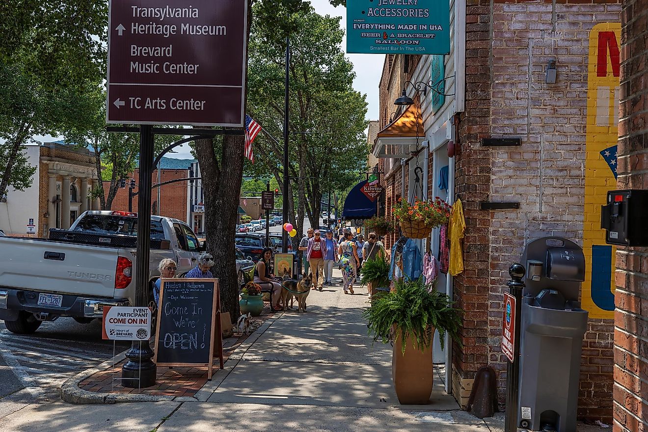 Main street in Brevard, North Carolina, via Dee Browning / Shutterstock.com