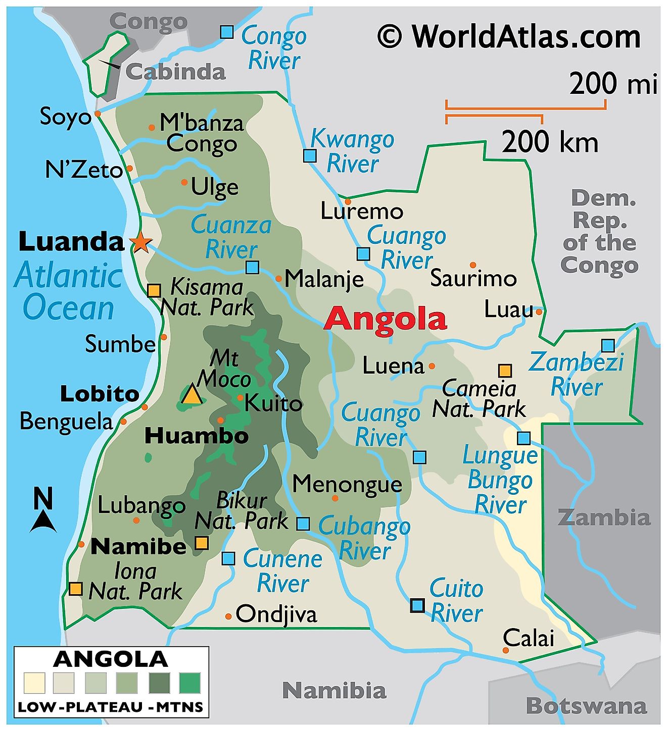 Angola Physical Map | My XXX Hot Girl