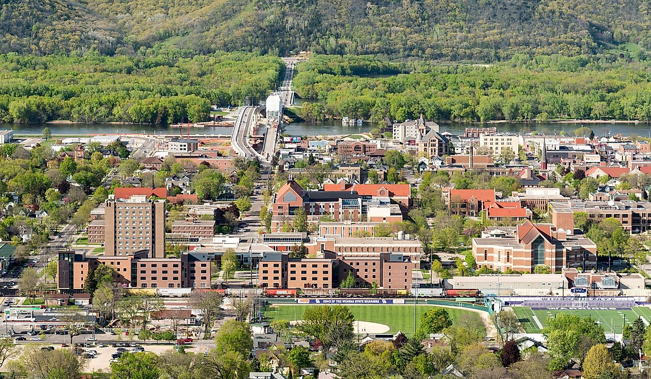 Bird's Eye View of Winona, Minnesota Looking East.