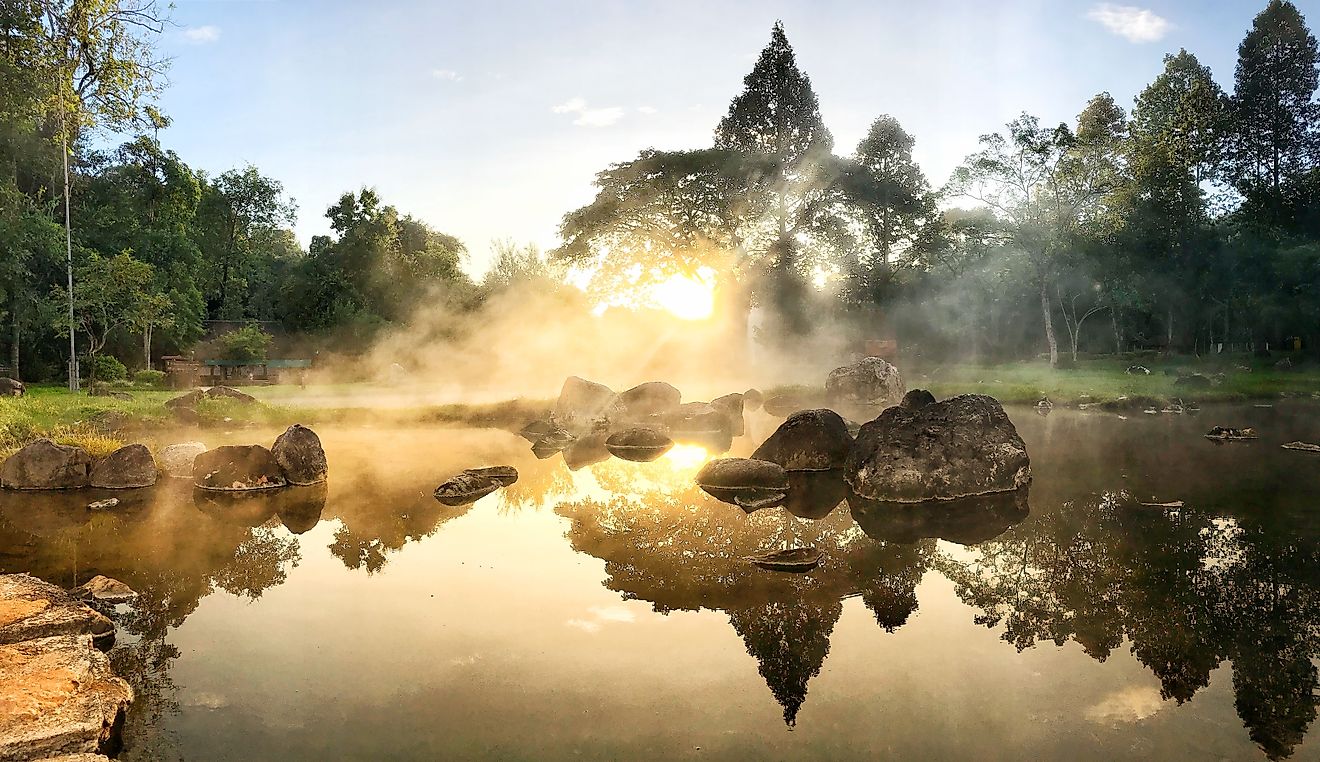 Hot Springs In National Park And Natural Mineral Water.