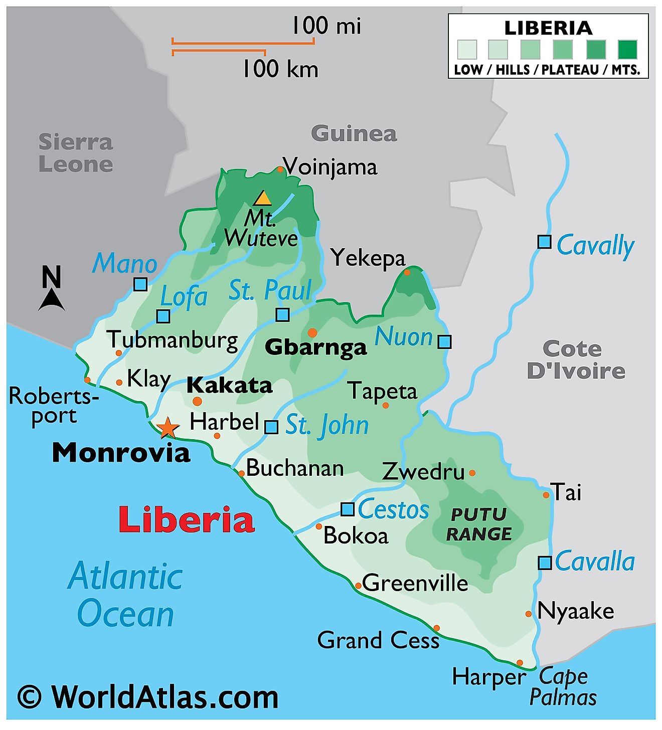 Physical Map Of Liberia Liberia Maps & Facts - World Atlas