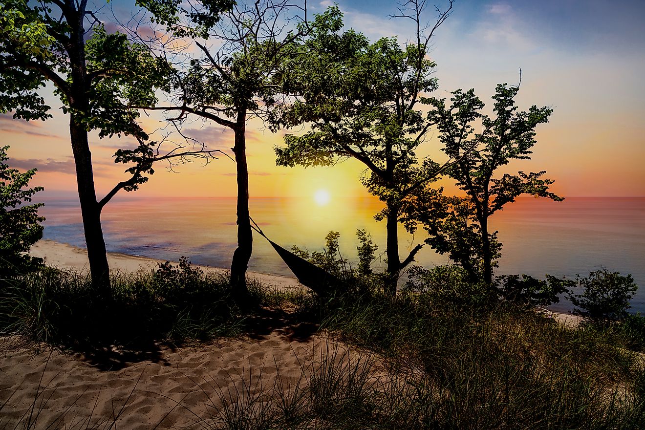 Indiana Dunes State Park overlooking Lake Michigan near Porter, Indiana.