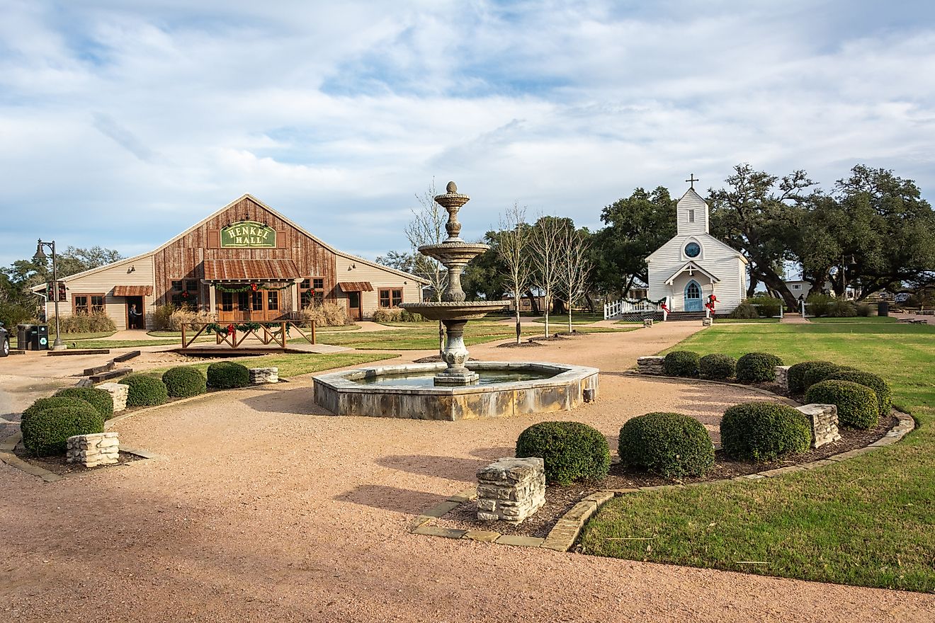 Henkel Square Market in Round Top, TX, with historic buildings. Editorial credit: Alizada Studios / Shutterstock.com