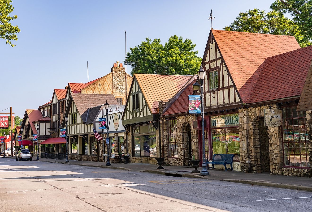 Historic Downing Street across from the railroad tracks in Hollister, Missouri. Image credit Rosemarie Mosteller via Shutterstock