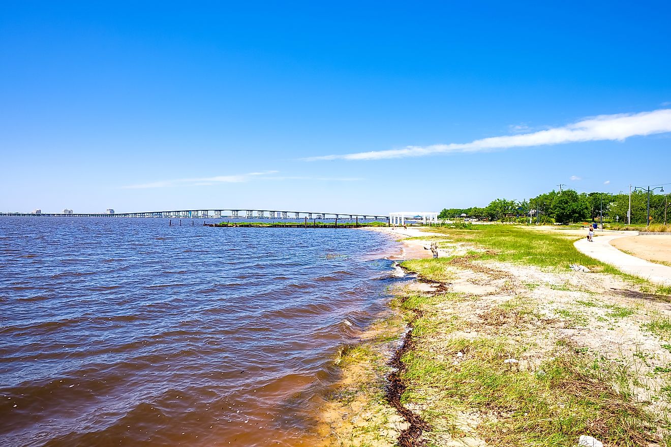 Gulf coast beach in Ocean Springs, Mississippi.