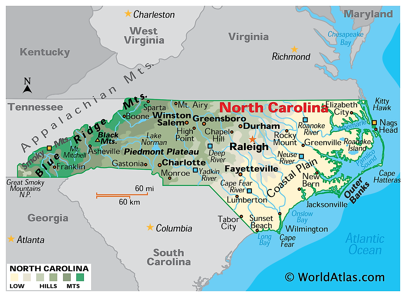 North Carolina Printable Map Web Free Printable Map Of North Carolina ...