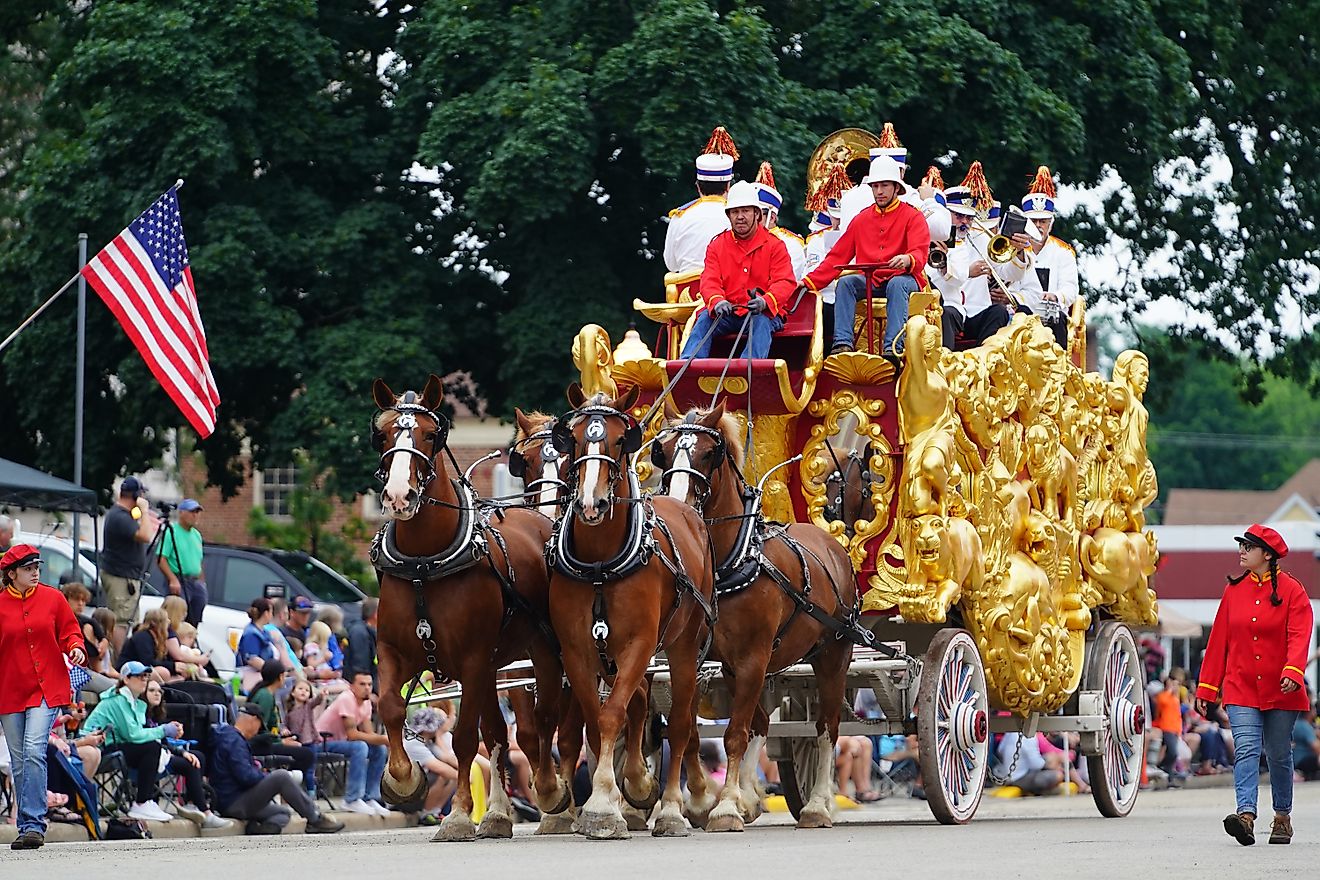 People celebrating the Big Top Parade in the town of Baraboo, Wisconsin. Editorial credit: Aaron of L.A. Photography / Shutterstock.com