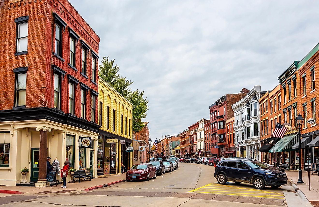 Historical Galena Town Main Street in Illinois of USA