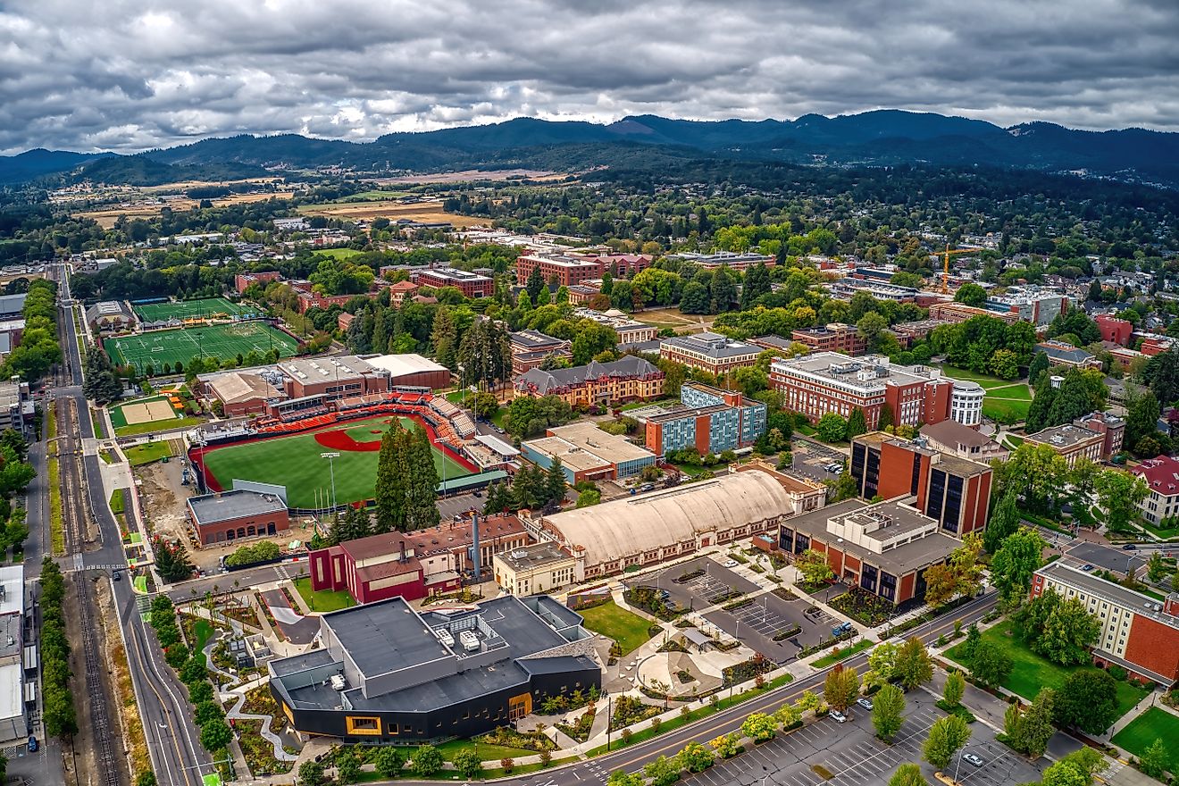 Aerial view of Corvallis, Oregon.