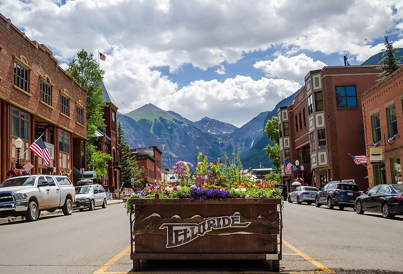 Downtown sign in Telluride, Colorado.