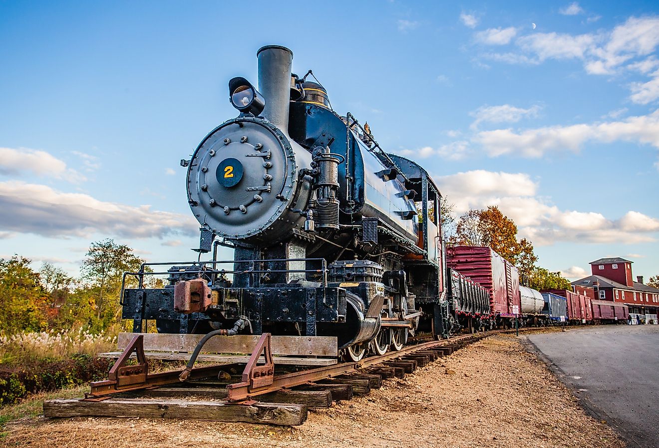 An antique train at Essex Train Station in Essex, Connecticut.