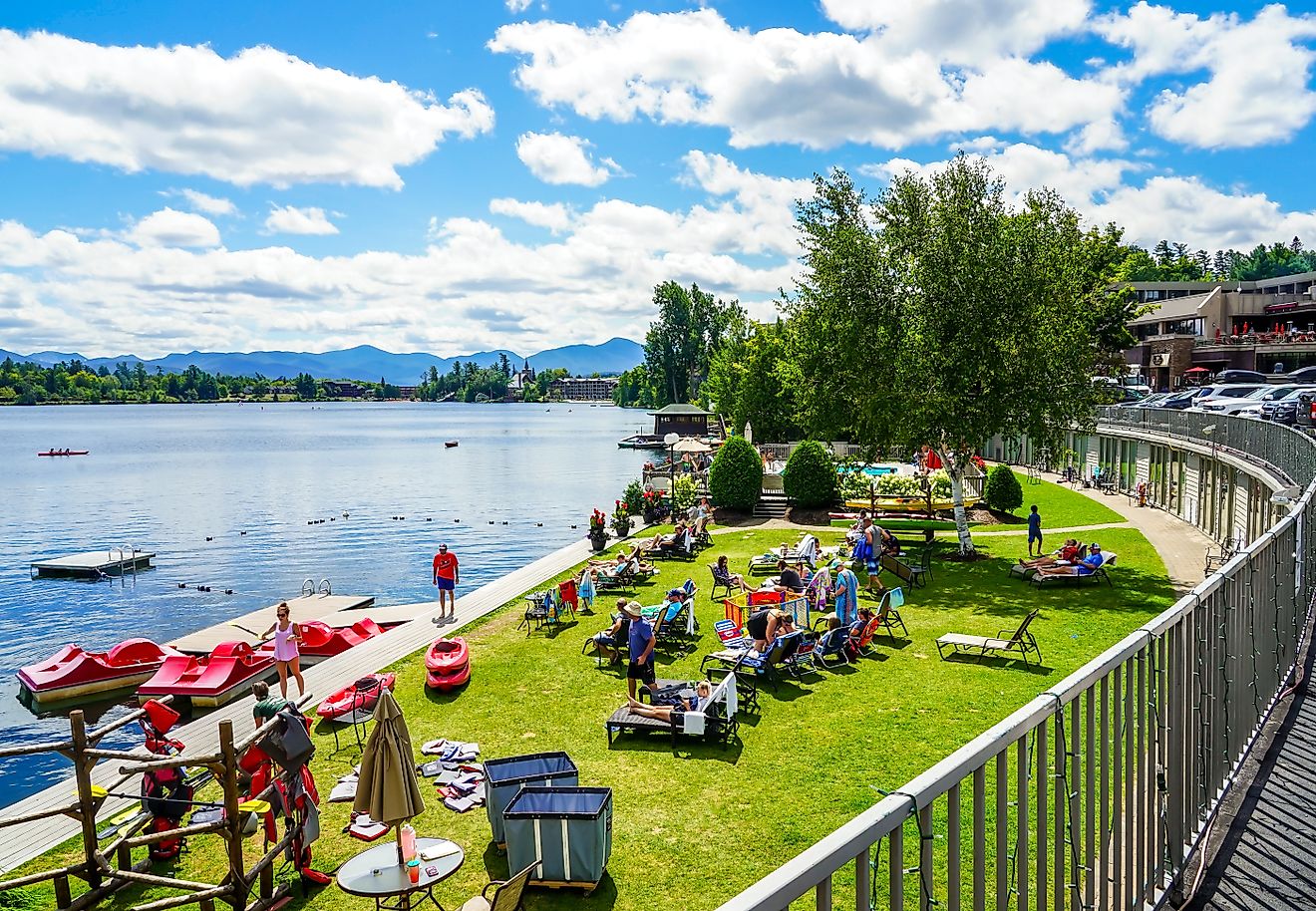 Beach at Mirror Lake in Lake Placid, New York. Editorial credit: Leonard Zhukovsky / Shutterstock.com