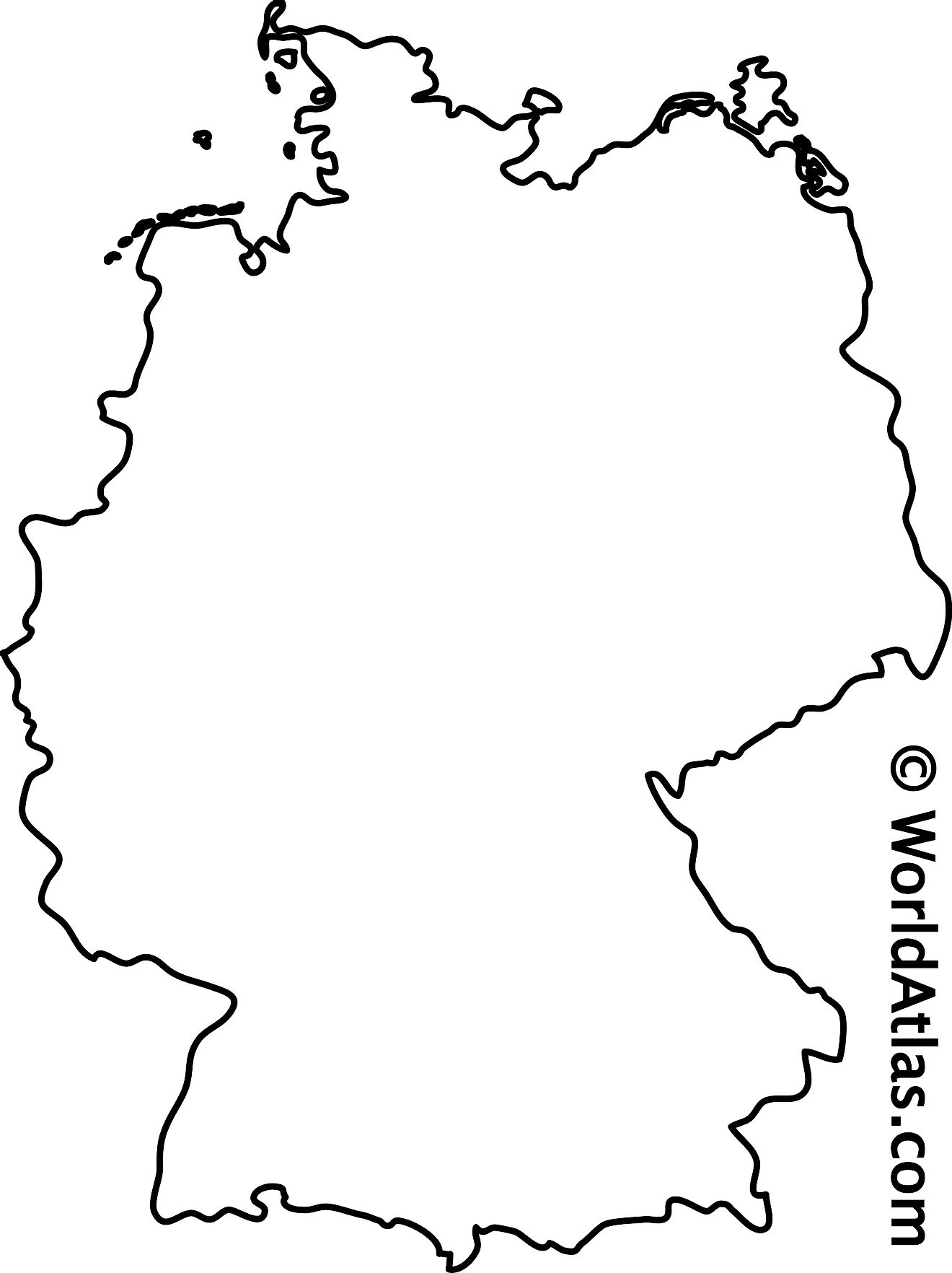 Mapa de contorno en blanco de Alemania