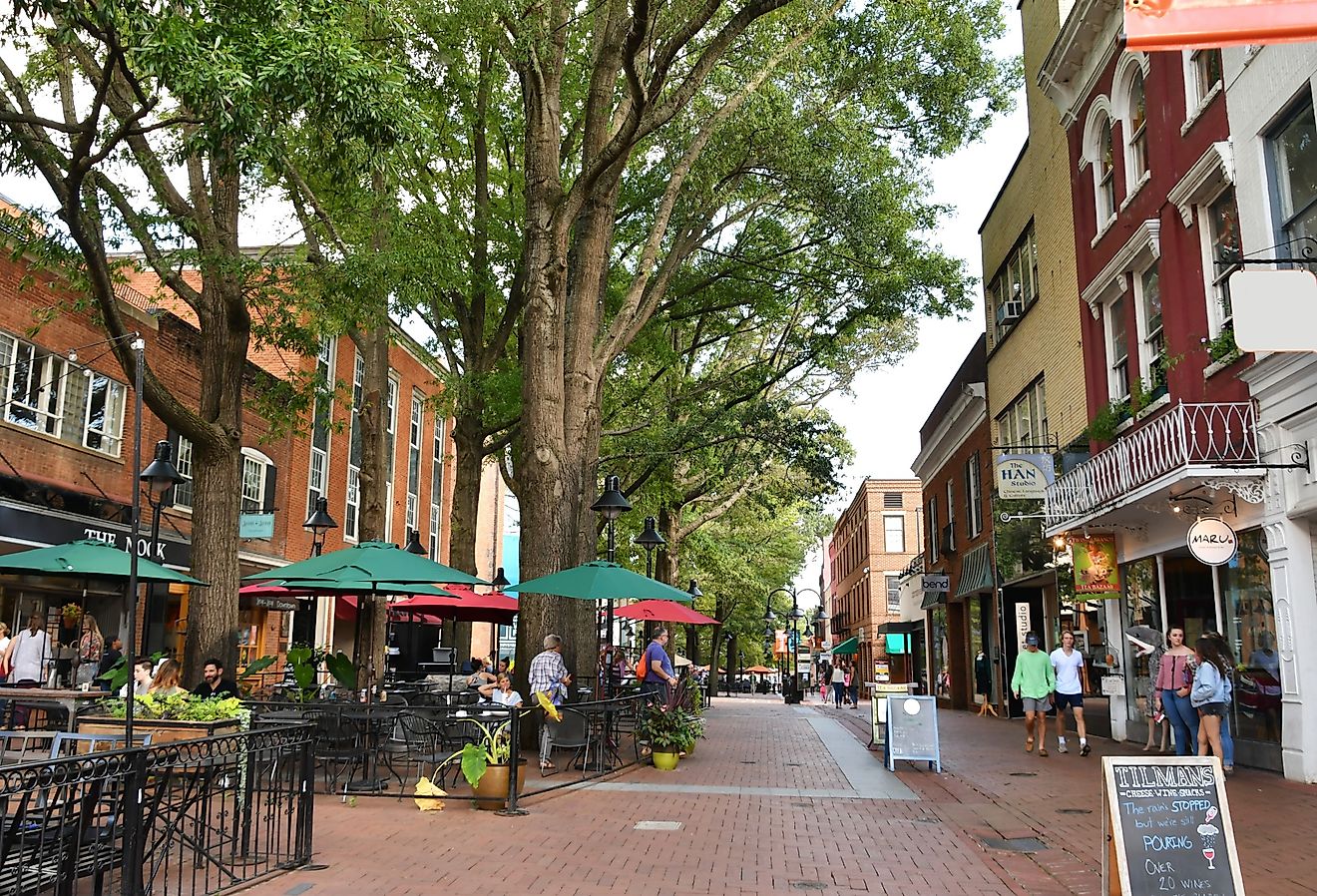 Downtown Mall in Charlottesville, Virginia. Image credit MargJohnsonVA via Shutterstock