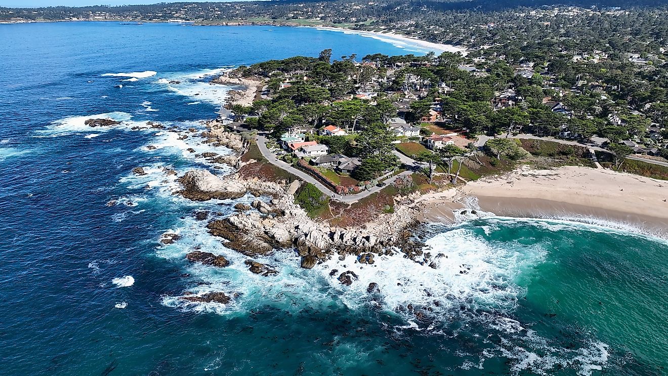 Panoramic view of the coast along Carmel in California.