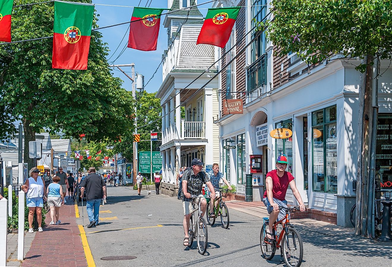 Commercial Street is the main street for food and entertainment in Provincetown, Massachusetts. Image credit Rolf_52 via Shutterstock