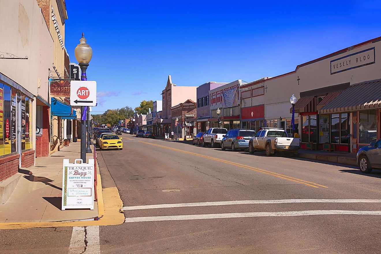 View of the stores on N Bullard Street in downtown Silver City, New Mexico, via csfotoimages / iStock.com