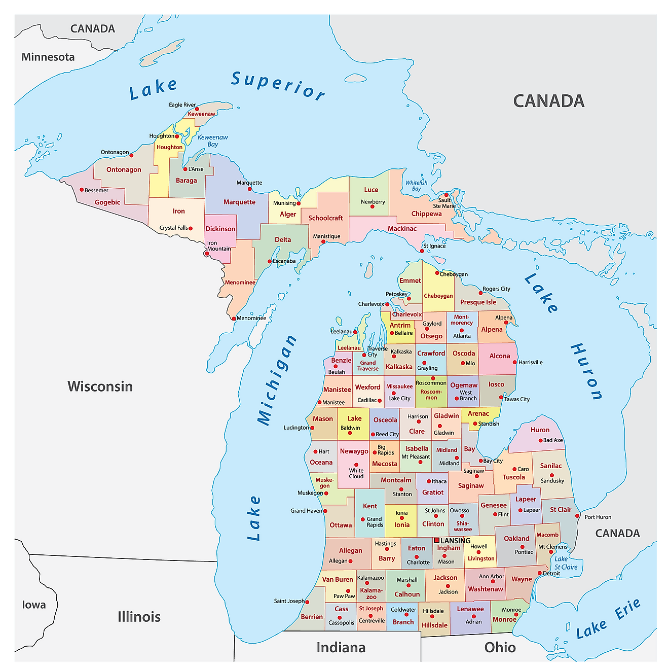 Map Of Michigan Cities Michigan Maps & Facts - World Atlas
