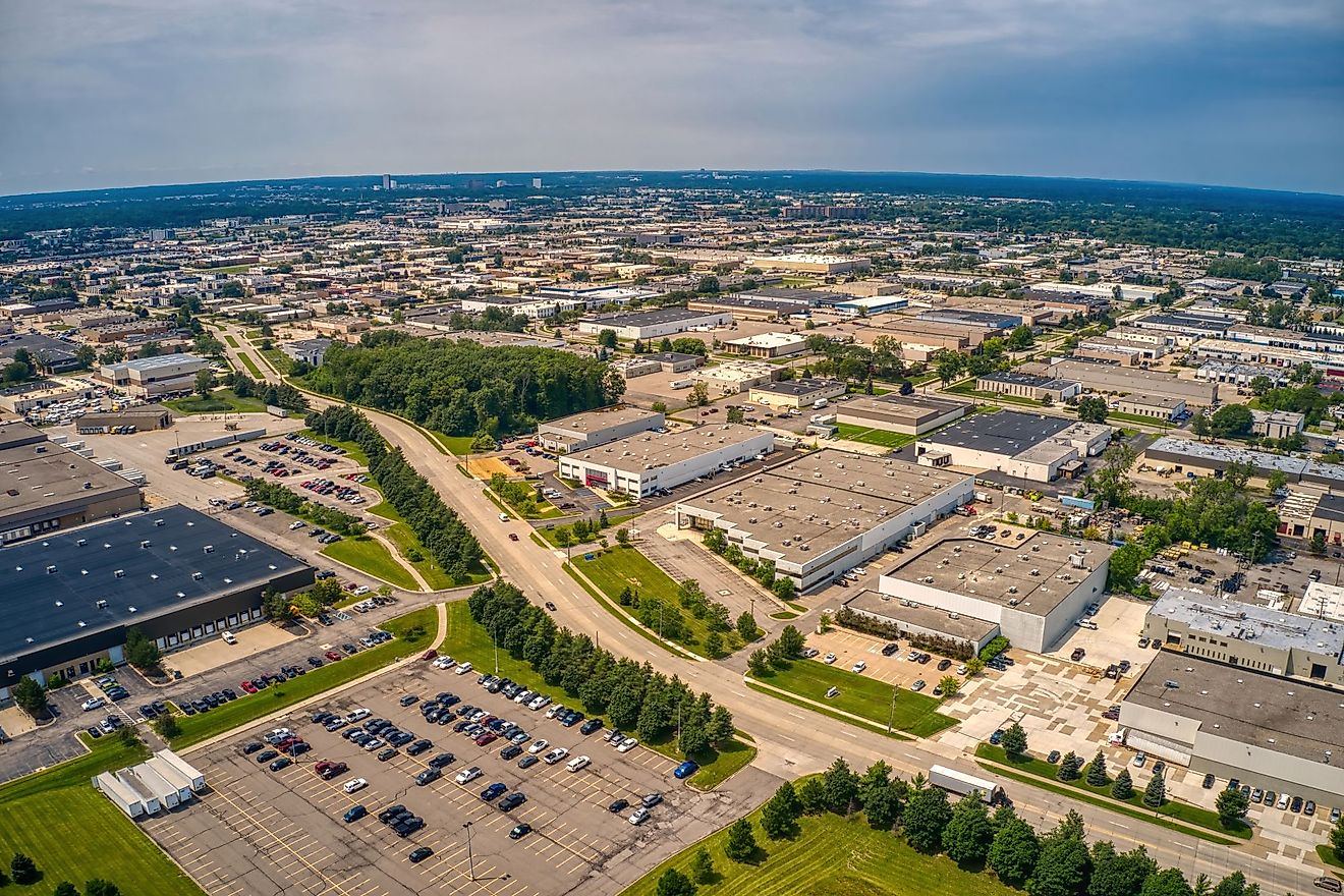 Aerial view of the Detroit suburb of Warren, Michigan. 