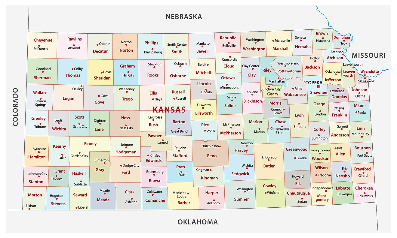 Editable Kansas Map With Counties