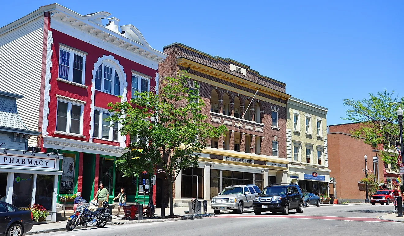 Main Street in village of Saranac Lake in Adirondack Mountains, New York, USA. Editorial credit: Wangkun Jia / Shutterstock.com