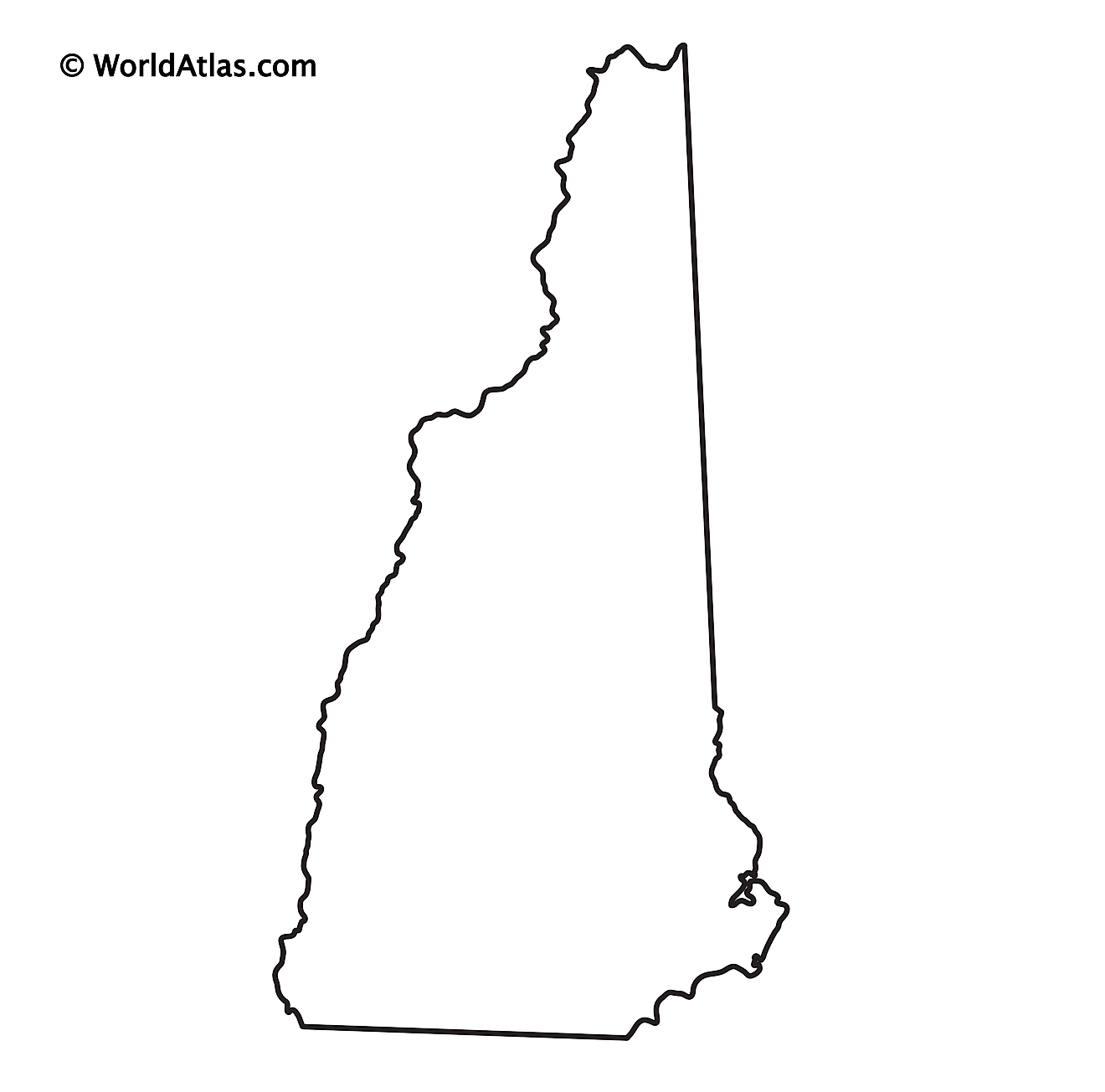 Mapa de contorno en blanco de New Hampshire