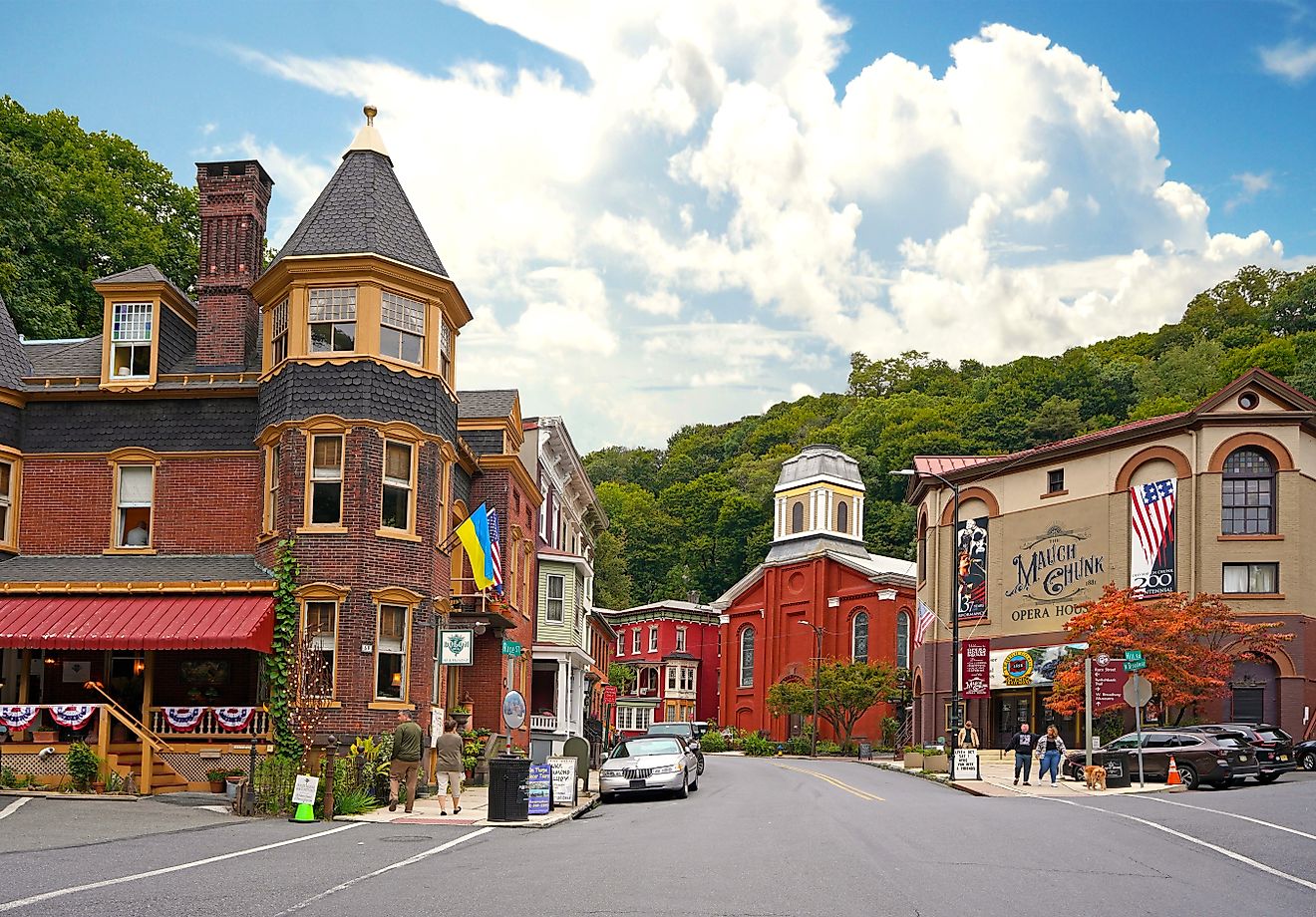 The Mauch Chunk Opera House in historic downtown Jim Thorpe. Editorial credit: zimmytws / Shutterstock.com.