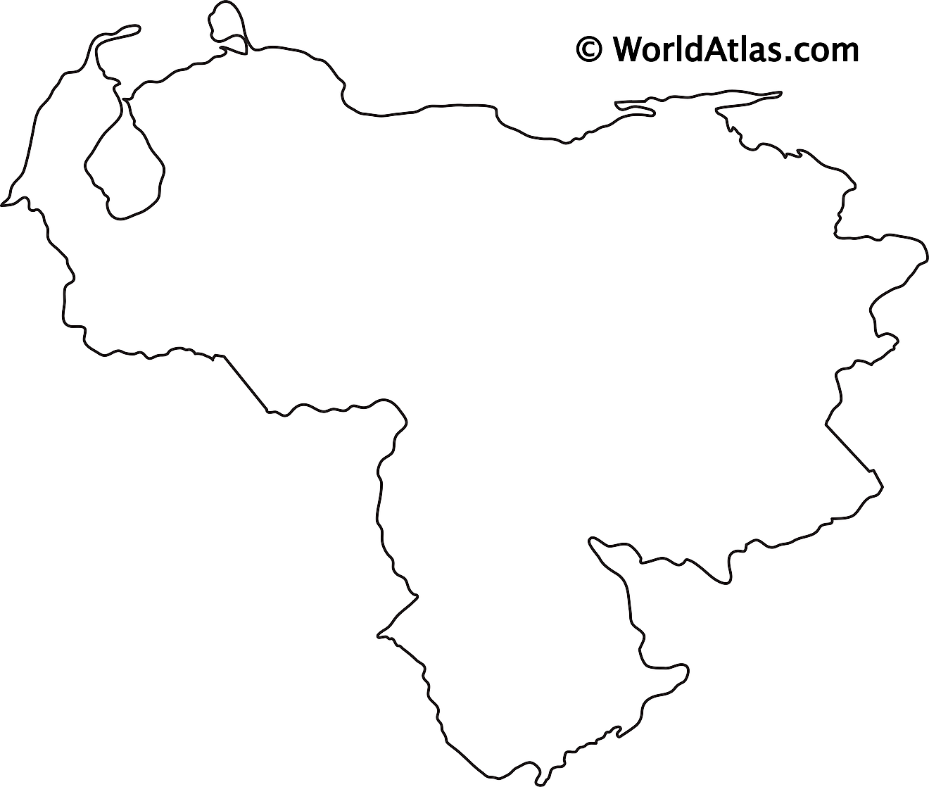 Mapa de contorno en blanco de Venezuela