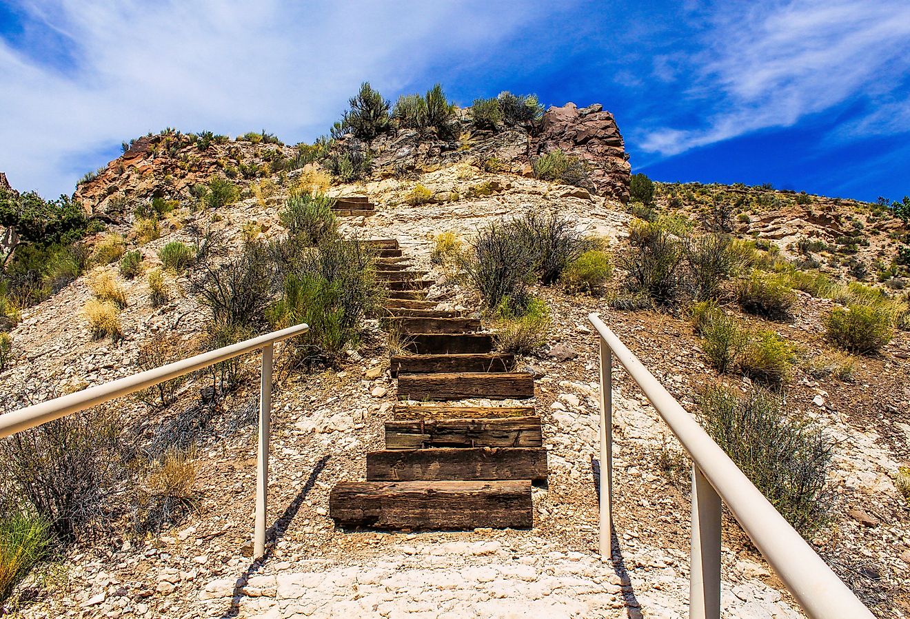 Stairs on trail in Kershaw-Ryan State Park, Caliente, Nevada.