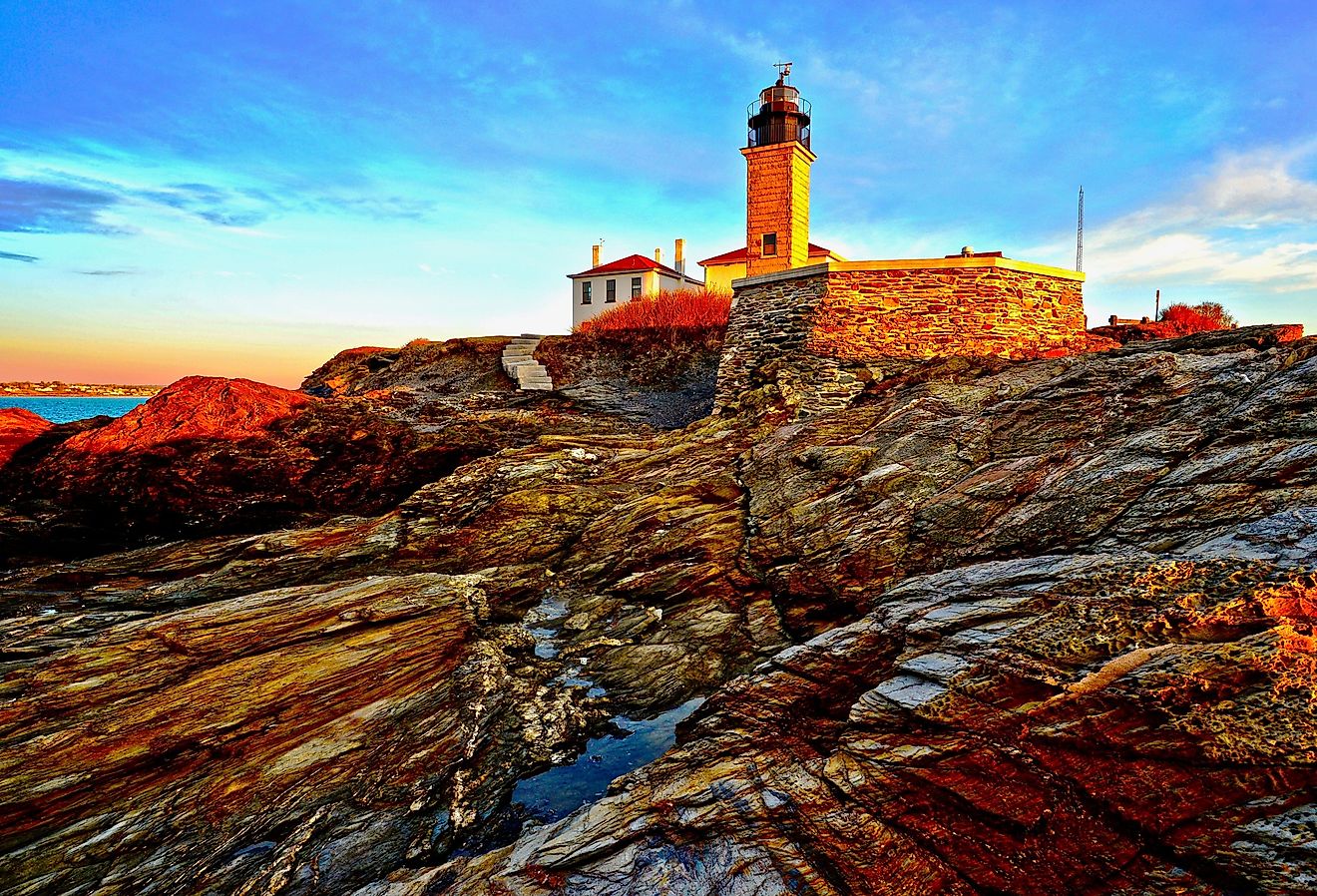 Beavertail lighthouse during the winter Solstice, Jamestown, RI.