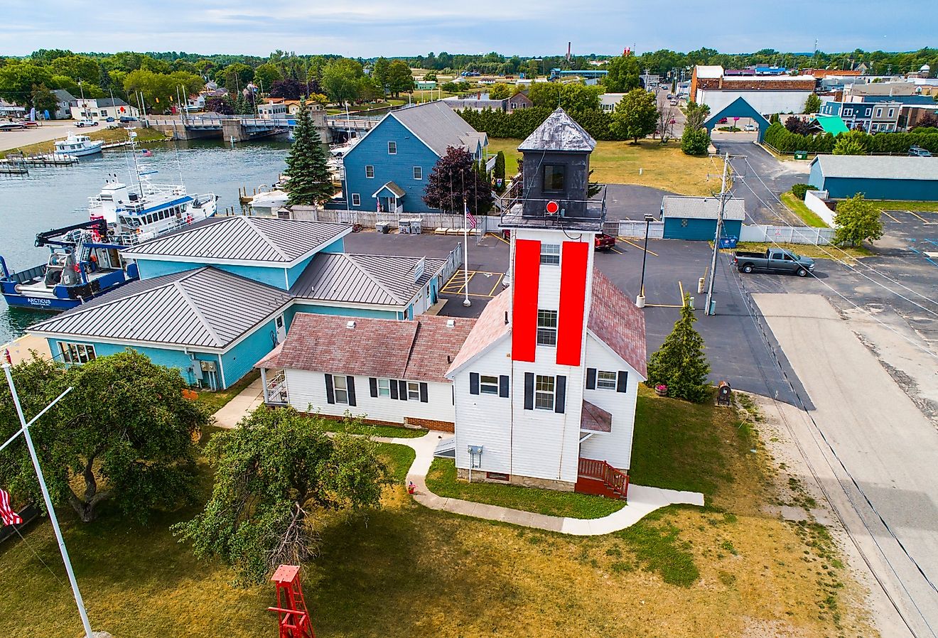 Cheboygan, Michigan Front Range Light lighthouse tower. Image credit Dennis MacDonald via Shutterstock