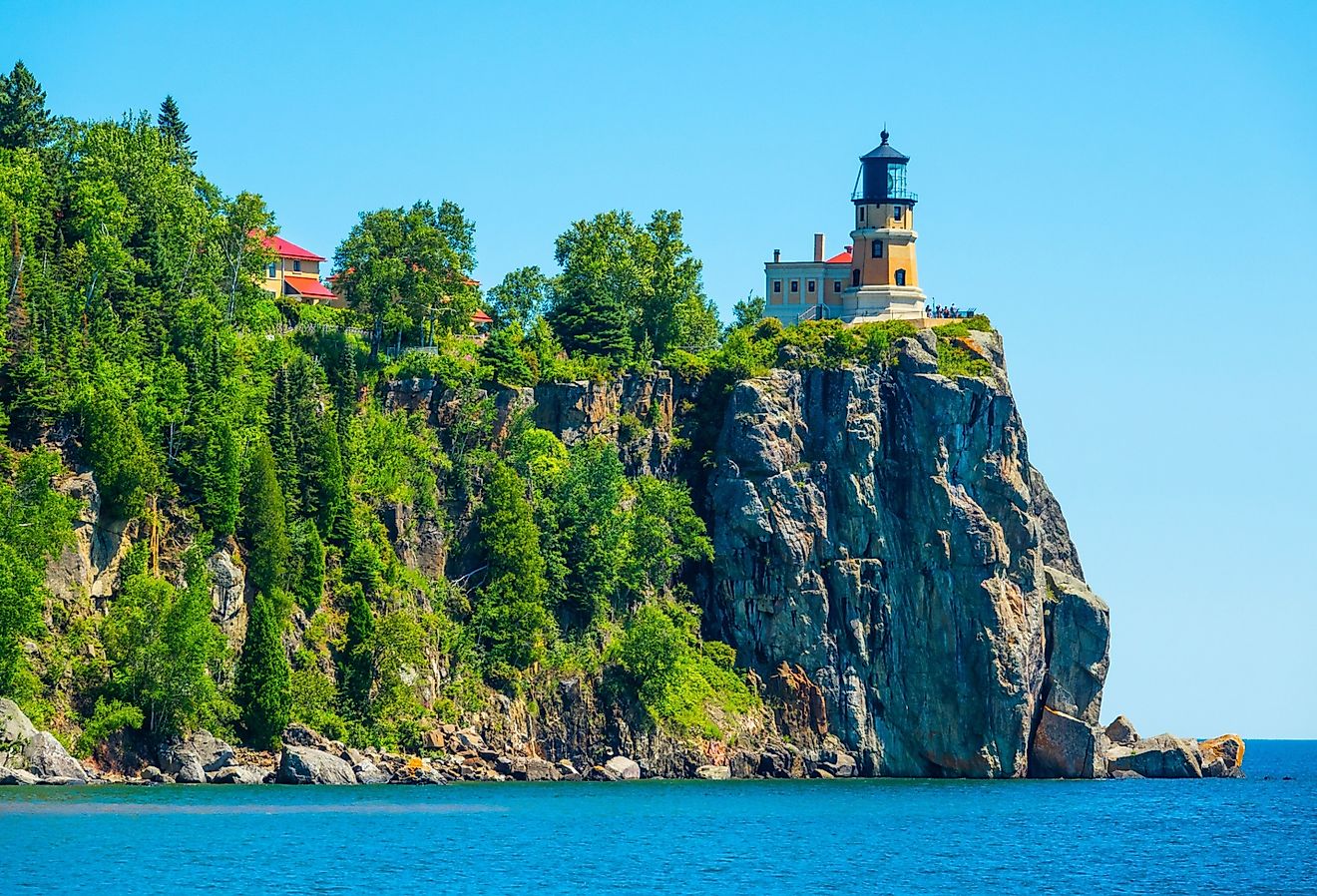 View of Split Rock Lighthouse is a lighthouse located southwest of Silver Bay, Minnesota. Image credit Dennis MacDonald via Shutterstock.