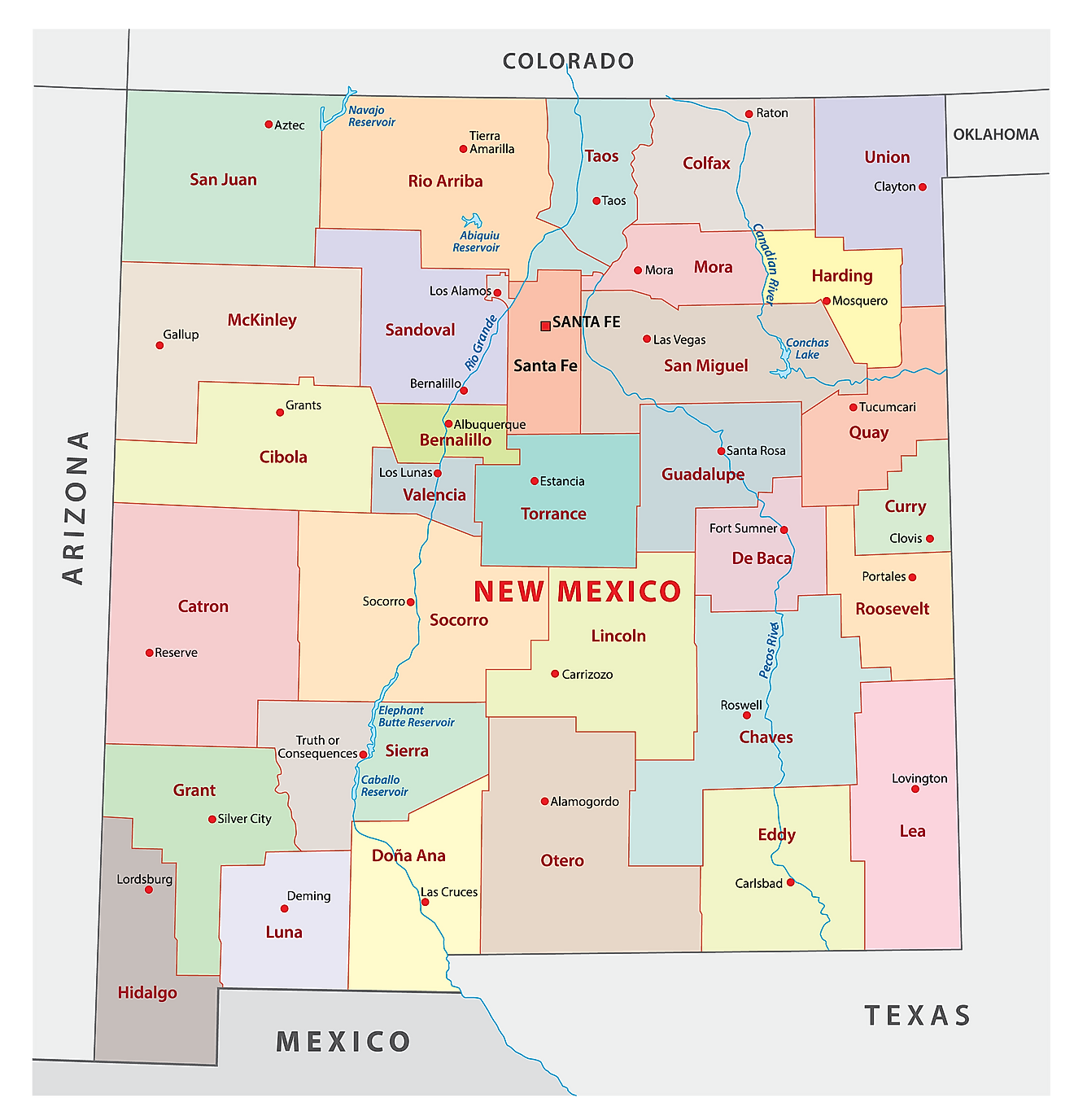 Nm State Map With Cities - High Castle Map