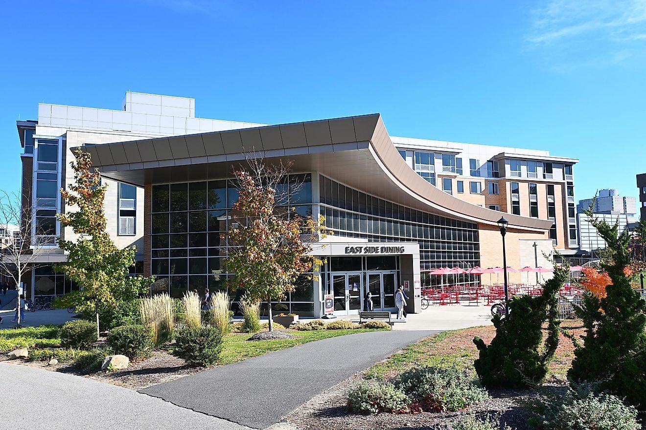 STONY BROOK, NEW YORK - 21 OCT 2022: East Side Dining provides a variety of food , including, Kosher, Halal, Caribbean Cuisine and Vegan options or