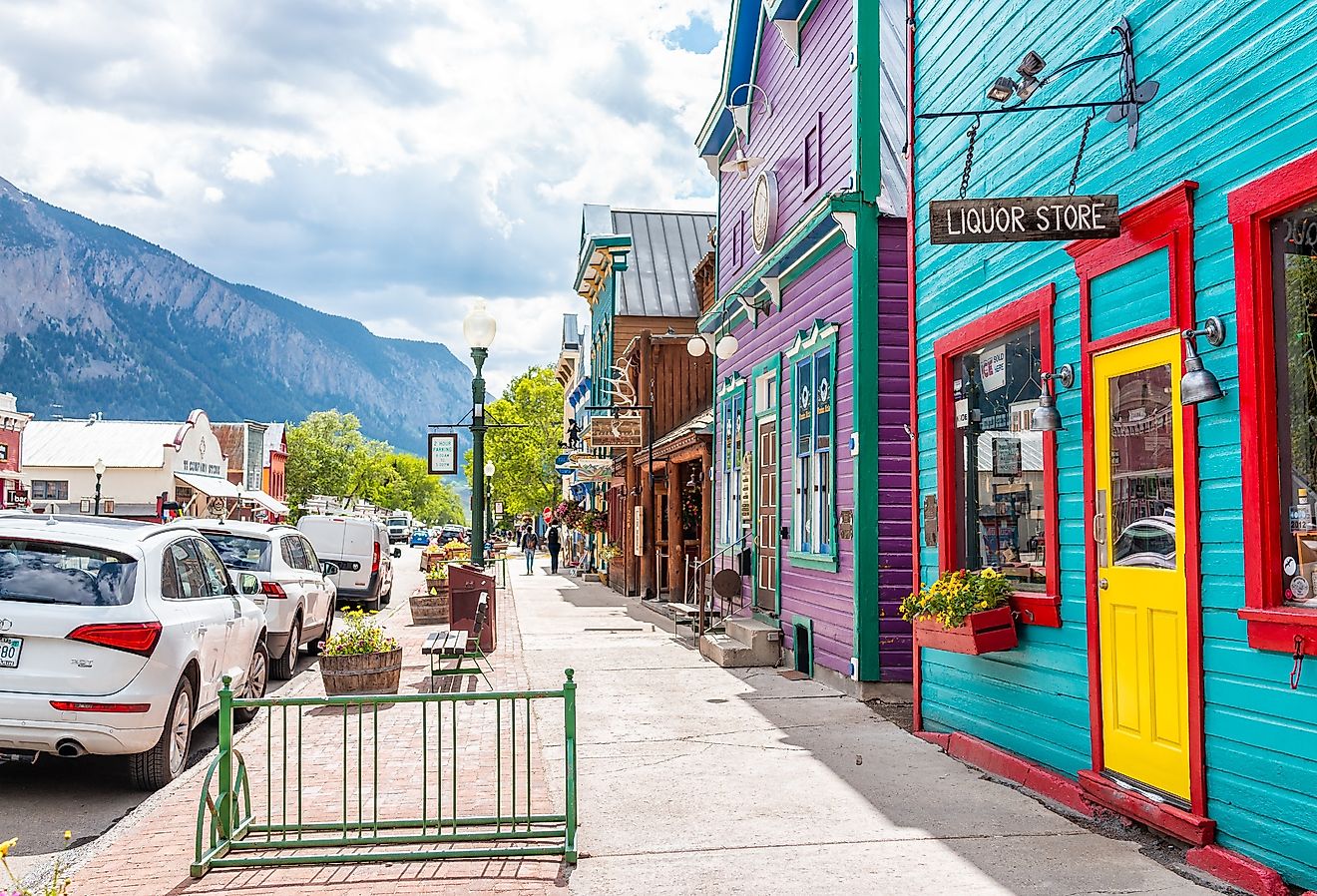 Colorful vivid village houses downtown in Crested Butte, Colorado. Image credit Kristi Blokhin via Shutterstock