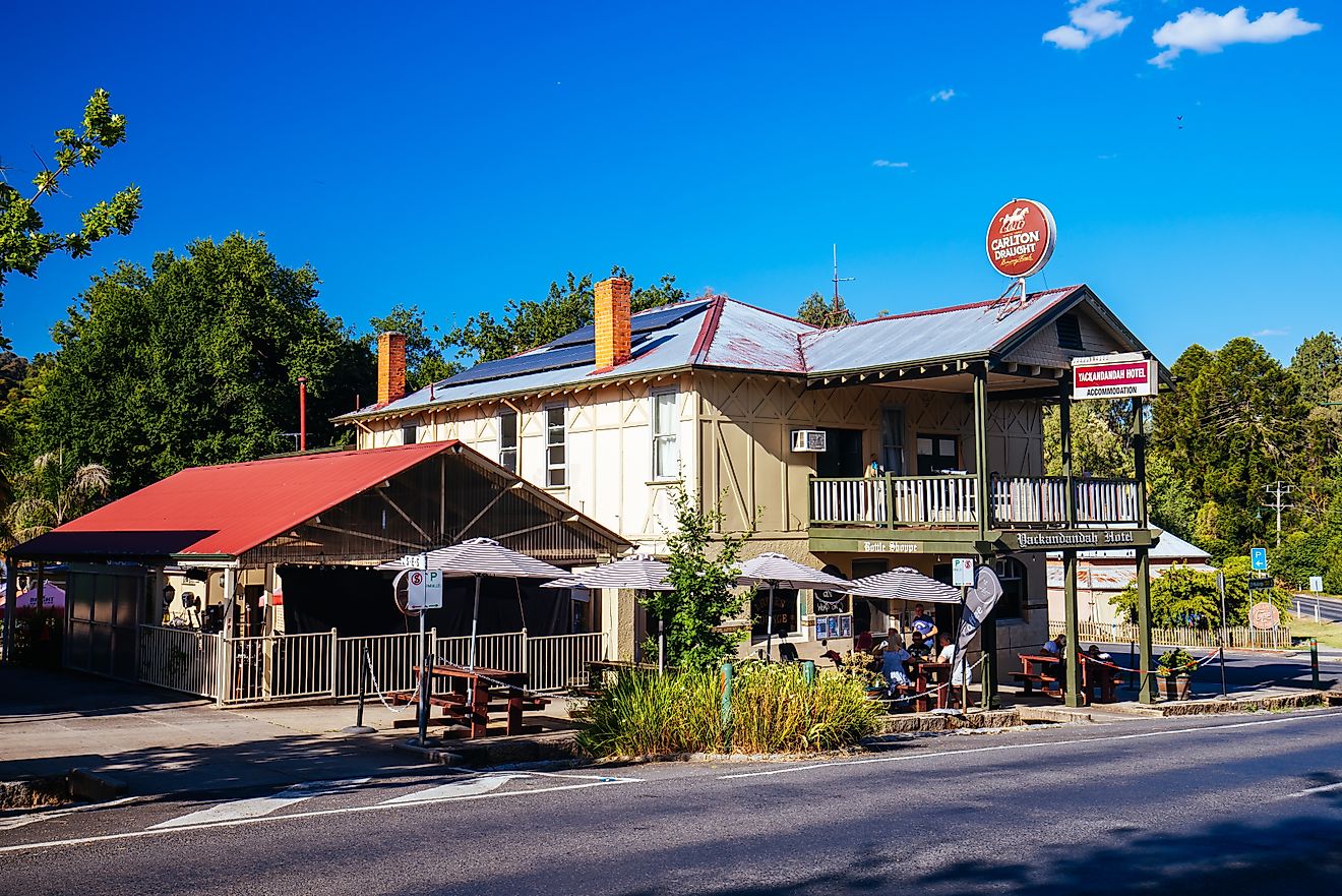 The historic gold mining town of Yackandandah on a warm summers evening in rural country Victoria, Australia, via FiledIMAGE / Shutterstock.com