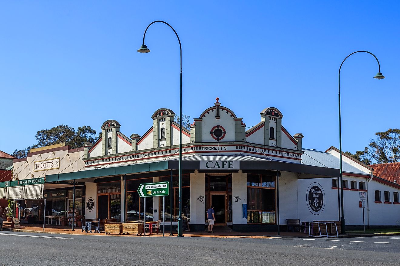 Old buildings showing Victorian and Edwardian architecture from the turn of the 20th century in the rual town of Uralla, New South Wales, Australia
