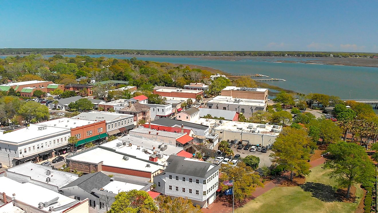 Aerial view of Beaufort, South Carolina. 