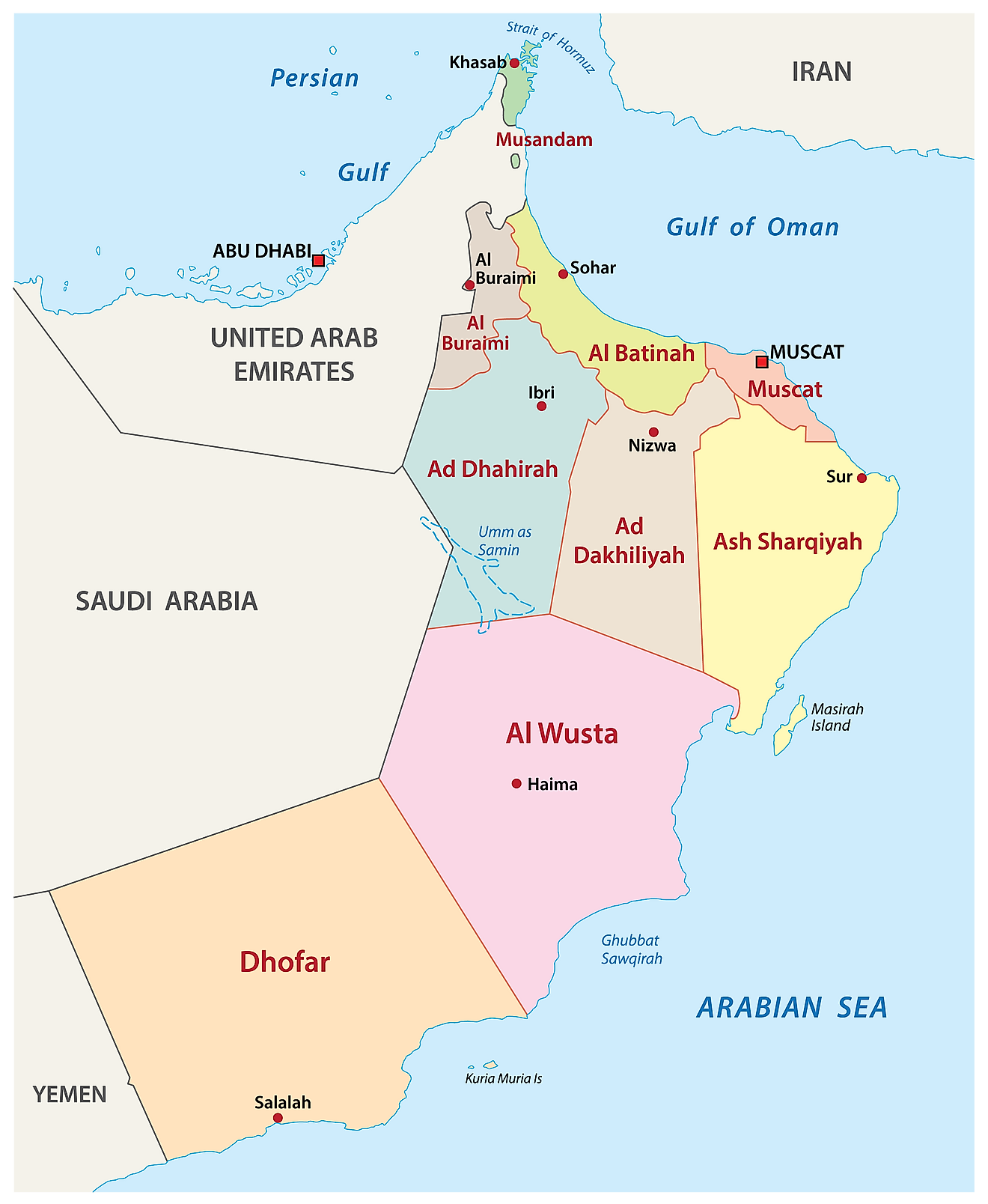 Governorates Of Oman Map 