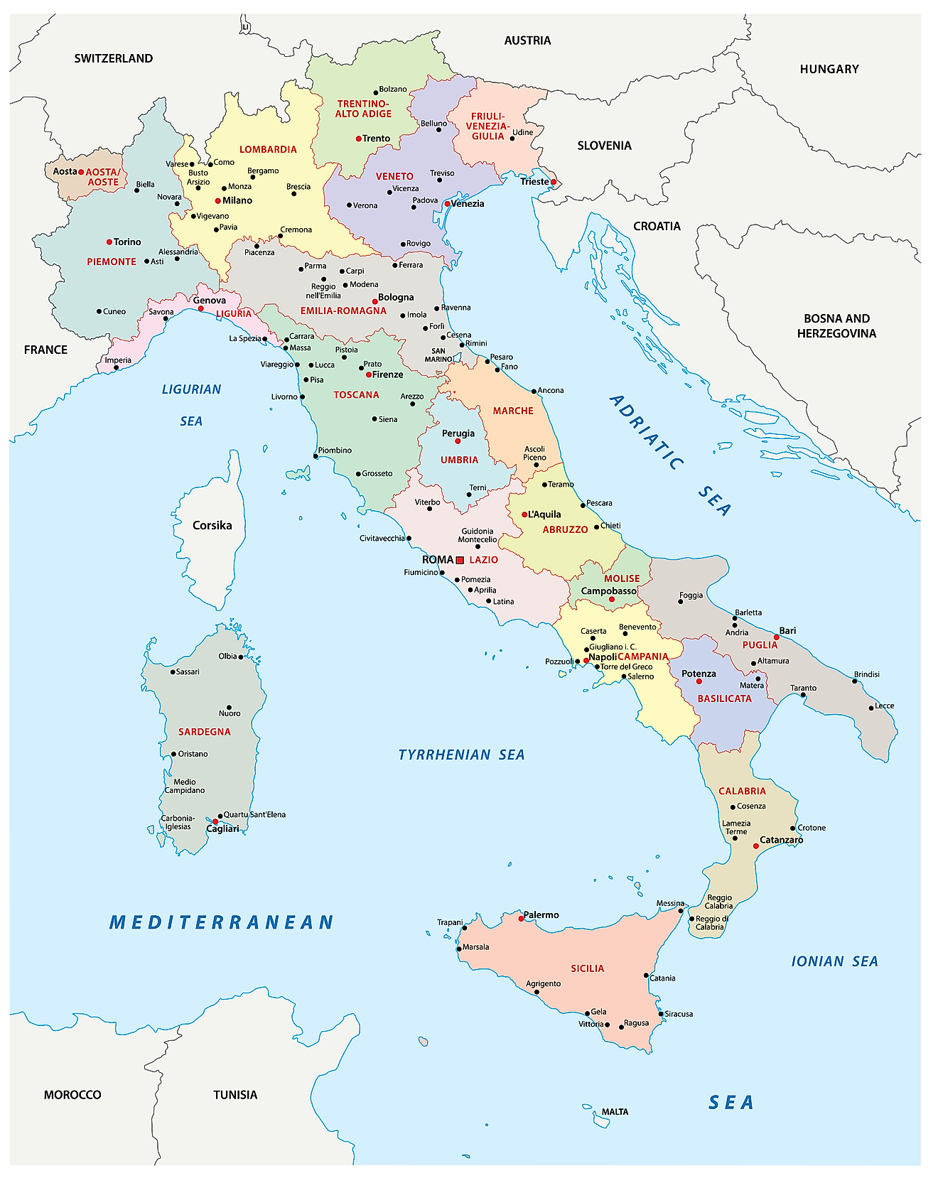 What Are The 20 Regions Of Italy And Their Capitals - Printable Online